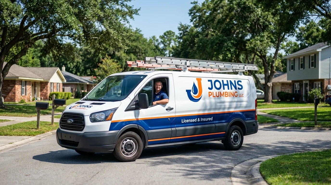 Johns Plumbing LLC service van in Granville, NY